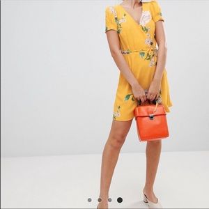 Yellow floral print dress